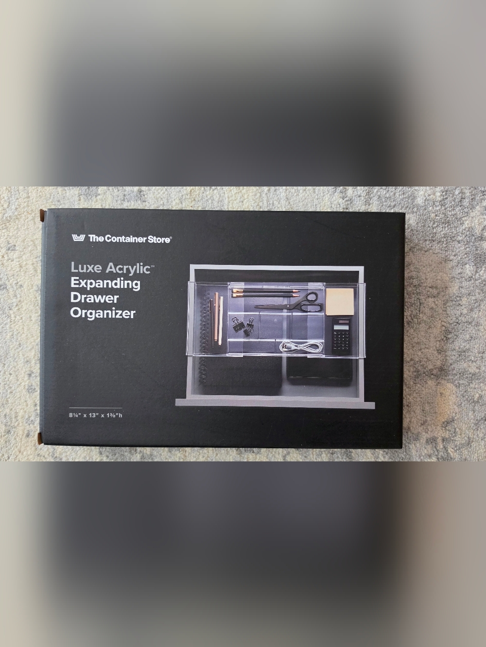 NIB-The Container Store Luxe Acrylic Expanding Drawer Organizer - Clear